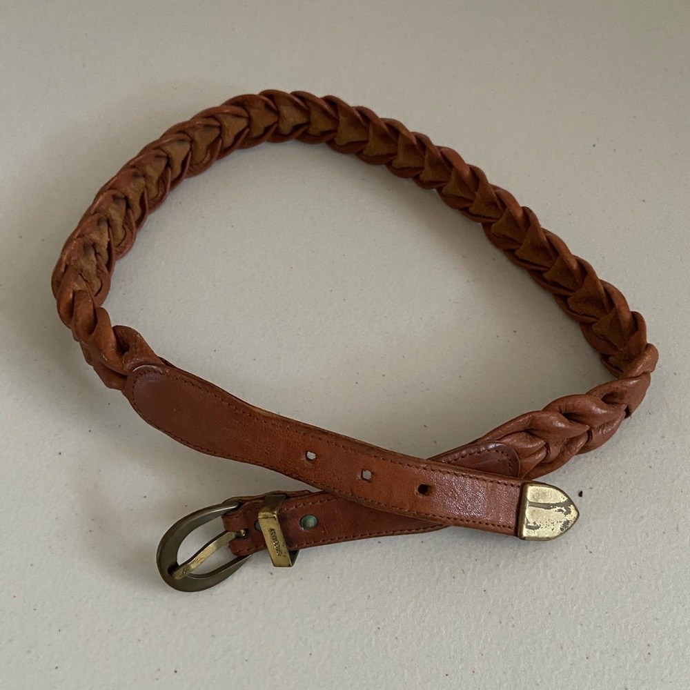 Saccardi Italian tan leather belt. Roughly 32”